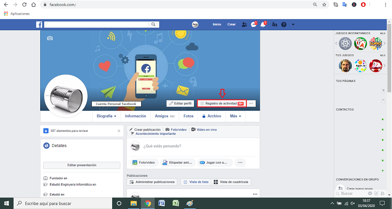 paso a paso 1 borrar historial facebook